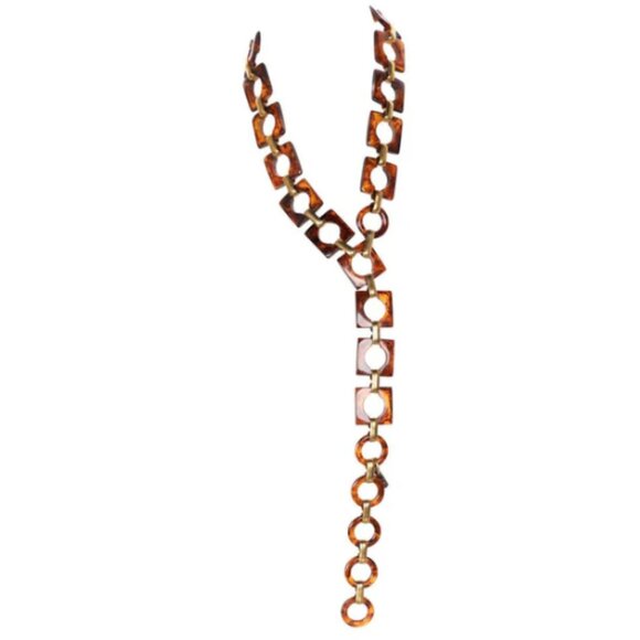 1970s Yves Saint Laurent YSL Tortoise Lucite Vintage Chain Link Belt or Necklace - Picture 12 of 12